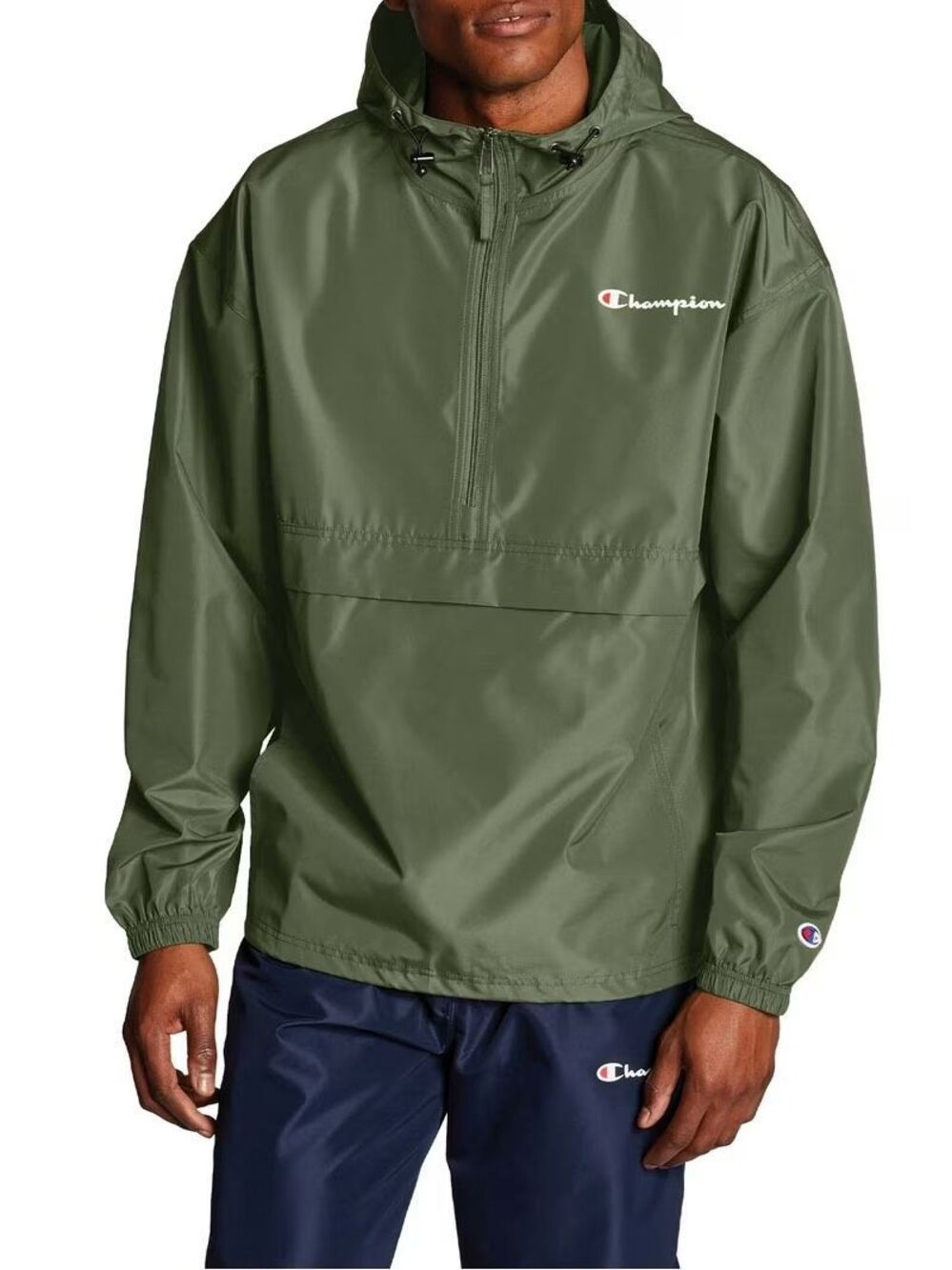Champion Mens Packable Quarter-Zip Hooded Jacket Windbreaker Size 4XB